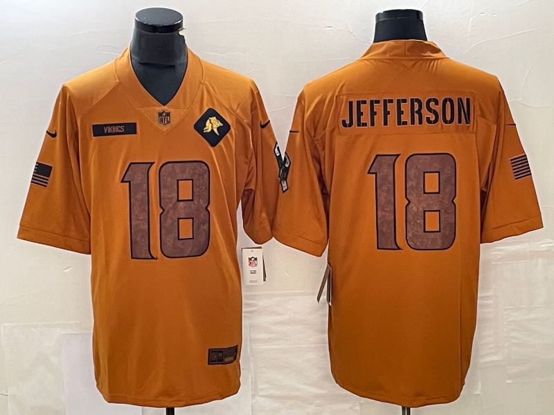 Men Minnesota Vikings #18 Jefferson brown Nike 2023 Salute To Service Limited NFL Jersey